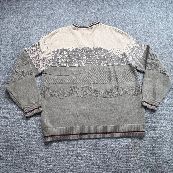 VTG OK Crusader Reef Sweater Mens L Beige Grey Embroidered Golfer Sport Grandpa - Picture 15 of 15